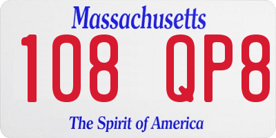 MA license plate 108QP8