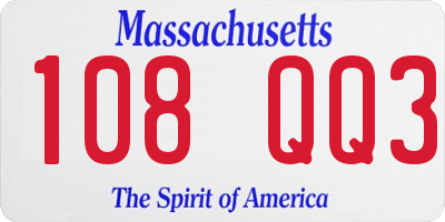 MA license plate 108QQ3
