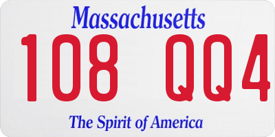 MA license plate 108QQ4