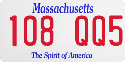 MA license plate 108QQ5