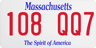 MA license plate 108QQ7