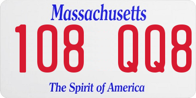 MA license plate 108QQ8
