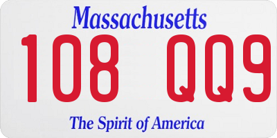 MA license plate 108QQ9