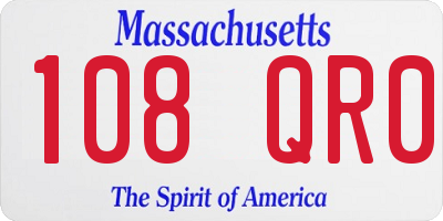 MA license plate 108QR0