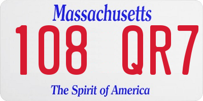 MA license plate 108QR7