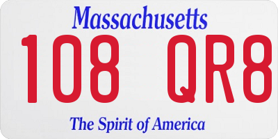 MA license plate 108QR8