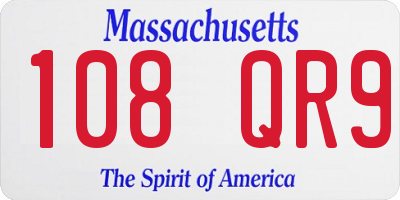 MA license plate 108QR9