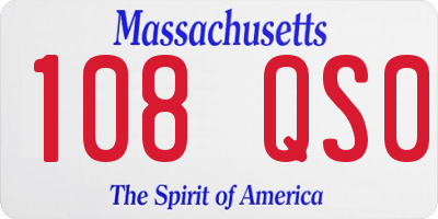 MA license plate 108QS0