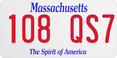 MA license plate 108QS7