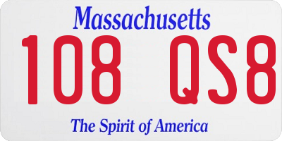 MA license plate 108QS8