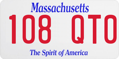 MA license plate 108QT0
