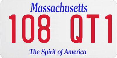 MA license plate 108QT1