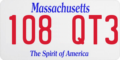 MA license plate 108QT3