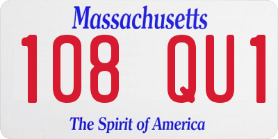 MA license plate 108QU1