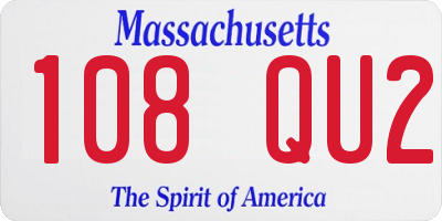MA license plate 108QU2