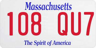 MA license plate 108QU7