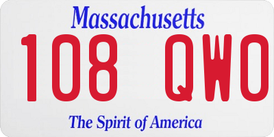MA license plate 108QW0
