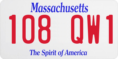 MA license plate 108QW1