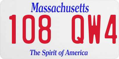MA license plate 108QW4