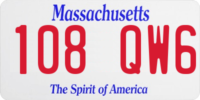 MA license plate 108QW6