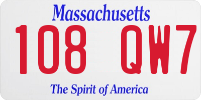 MA license plate 108QW7