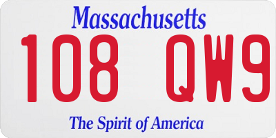 MA license plate 108QW9