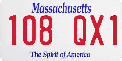 MA license plate 108QX1