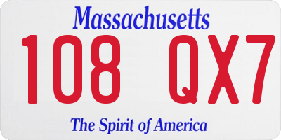 MA license plate 108QX7