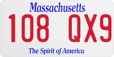 MA license plate 108QX9