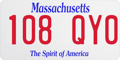 MA license plate 108QY0