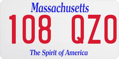 MA license plate 108QZ0