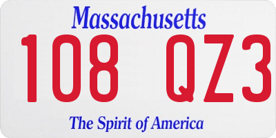 MA license plate 108QZ3