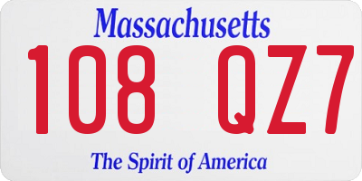 MA license plate 108QZ7