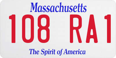 MA license plate 108RA1