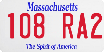 MA license plate 108RA2