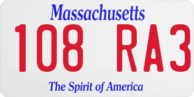 MA license plate 108RA3