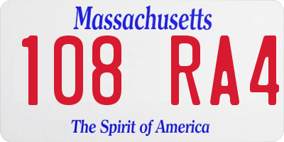 MA license plate 108RA4