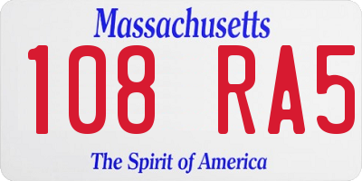 MA license plate 108RA5