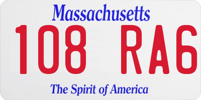 MA license plate 108RA6