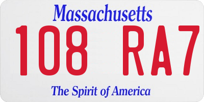 MA license plate 108RA7