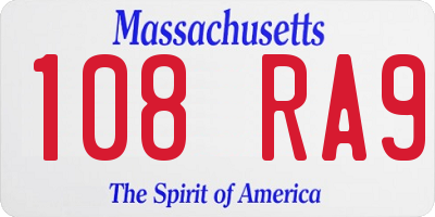 MA license plate 108RA9