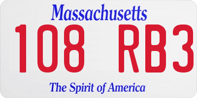 MA license plate 108RB3