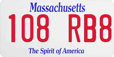 MA license plate 108RB8