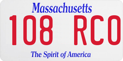 MA license plate 108RC0