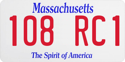 MA license plate 108RC1