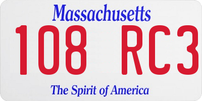 MA license plate 108RC3