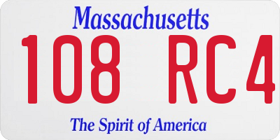 MA license plate 108RC4