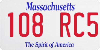 MA license plate 108RC5