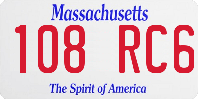 MA license plate 108RC6