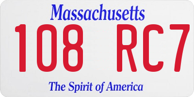 MA license plate 108RC7